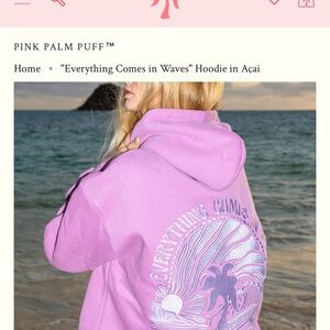 PINK PALM PUFF Hoodie Size XS Color: Açaí